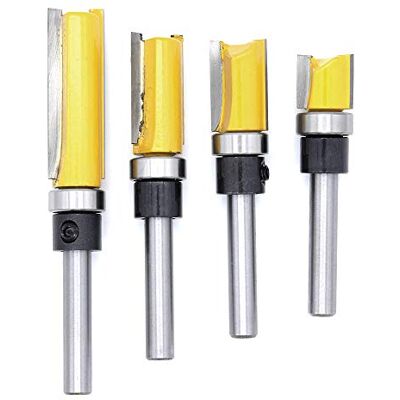 DingGreat Conjunto de 4 gabaritos para fresadora, conjunto de brocas de padrão de ajuste para roteador, 1/4 polegada, vástago ao nível, pontas de corte para carpintaria, fresadora DingGreat Conjunto de 4 gabaritos para fresadora, conjunto de brocas de padrão de ajuste para roteador, 1/4 polegada, vástago ao nível, pontas de corte para carpintaria, fresadora
