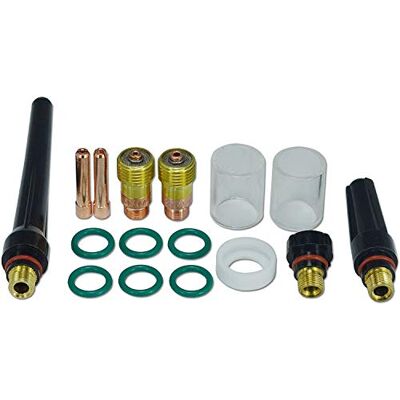 RIVERWELD Lente de gas TIG de 1,6 mm 2,4 mm Kit de consumibles de la taza Cuarzo No.10 para WP SR 17 18 26 Antorcha de soldadura TIG, 16 piezas RIVERWELD Lente de gas TIG de 1,6 mm 2,4 mm Kit de consumibles de la taza Cuarzo No.10 para WP SR 17 18 26 Antorcha de soldadura TIG, 16 piezas