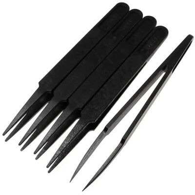 MMOBIEL Conjunto de pinças de precisão plásticas multifuncionais antiestáticas de 5 peças, pinças com pontas pontiagudas para eletrónica, criação de joias, trabalhos de laboratório e reparações MMOBIEL Conjunto de pinças de precisão plásticas multifuncionais antiestáticas de 5 peças, pinças com pontas pontiagudas para eletrónica, criação de joias, trabalhos de laboratório e reparações