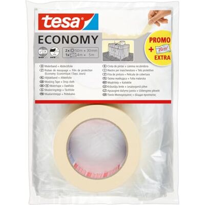 tesa 55421-00000-00 2 rolos de fita de pintura e 1 plástico cobertura tesa 55421-00000-00 2 rolos de fita de pintura e 1 plástico cobertura