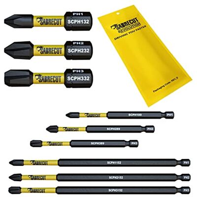 SabreCut 9 peças 32 mm 89 mm 152 mm PH1 PH2 PH3 pontas impacto SabreCut 9 peças 32 mm 89 mm 152 mm PH1 PH2 PH3 pontas impacto