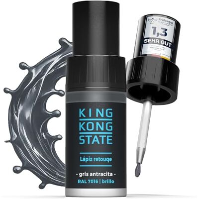 King Kong State Pincel de Pintura RAL7016 Rotulador/bolígrafo de pintura brilhante de 1 camada em cinza antracite para retoques de pedra e arranhões em exteriores e no carro (brilho) King Kong State Pincel de Pintura RAL7016 Rotulador/bolígrafo de pintura brilhante de 1 camada em cinza antracite para retoques de pedra e arranhões em exteriores e no carro (brilho)