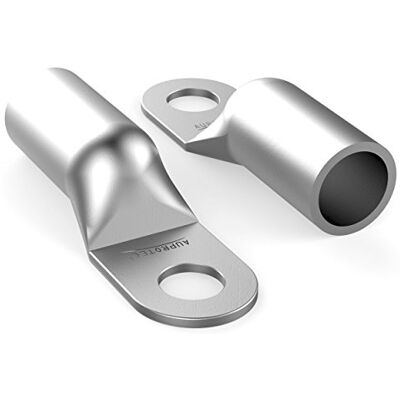 AUPROTEC 2 terminais de cabo tubular de 35 mm², diâmetro de orifício M10, conectores de cabo SC sem isolamento de cobre estanhado AUPROTEC 2 terminais de cabo tubular de 35 mm², diâmetro de orifício M10, conectores de cabo SC sem isolamento de cobre estanhado