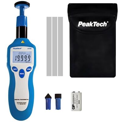 PeakTech 2795 – Dispositivo digital de medição de velocidade com ecrã LCD de 5 mm de 13 dígitos e laser, tacómetro, proteção de borracha, seleção automática de alcance, ecrã de bateria 160 g PeakTech 2795 – Dispositivo digital de medição de velocidade com ecrã LCD de 5 mm de 13 dígitos e laser, tacómetro, proteção de borracha, seleção automática de alcance, ecrã de bateria 160 g