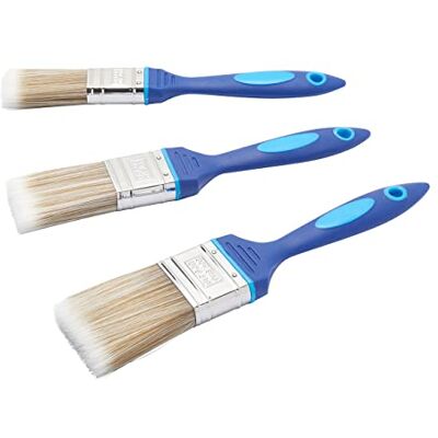 Fit For The Job Sem perda de cerdas conjunto de pincéis de pintura DIY de 3 peças para um acabamento suave com pinturas em emulsão, brilhantes e acetinadas em paredes, tetos, móveis, madeira e metal Fit For The Job Sem perda de cerdas conjunto de pincéis de pintura DIY de 3 peças para um acabamento suave com pinturas em emulsão, brilhantes e acetinadas em paredes, tetos, móveis, madeira e metal