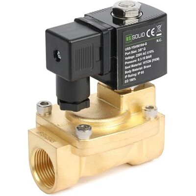 U.S. Solid Válvula solenóide de latão de 3/8 polegadas 220 V AC, 0,3-16 bar, normalmente fechada, junta viton, rosca G controlada por controlo remoto U.S. Solid Válvula solenóide de latão de 3/8 polegadas 220 V AC, 0,3-16 bar, normalmente fechada, junta viton, rosca G controlada por controlo remoto