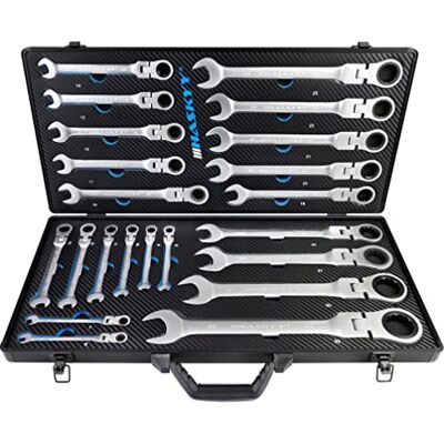 HASKYY Articulação chave de catraca conjunto anel boca chave conjunto 6-32 mm ferramentas 22 peças HASKYY Articulação chave de catraca conjunto anel boca chave conjunto 6-32 mm ferramentas 22 peças