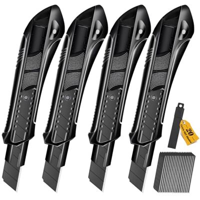CCLIFE Conjunto de 4 peças de cortador com 20 peças de substituição lâminas SK5, Cutter 18 mm, preto CCLIFE Conjunto de 4 peças de cortador com 20 peças de substituição lâminas SK5, Cutter 18 mm, preto
