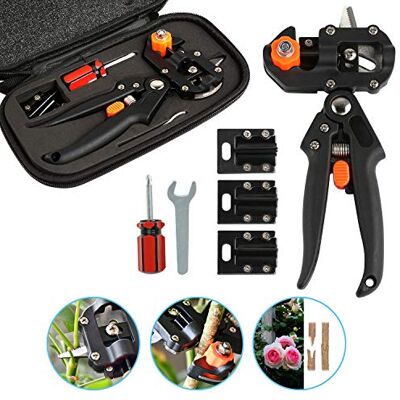 Ballery Kit de Enxerto de Jardim, Tesoura de Poda Profissional Ferramenta de Jardinagem para Enxertar com 3 Lâminas de Corte em Forma V/U/Ω para Enxertos de Plantas Árvores Frutíferas Ramos Bonsai Ballery Kit de Enxerto de Jardim, Tesoura de Poda Profissional Ferramenta de Jardinagem para Enxertar com 3 Lâminas de Corte em Forma V/U/Ω para Enxertos de Plantas Árvores Frutíferas Ramos Bonsai
