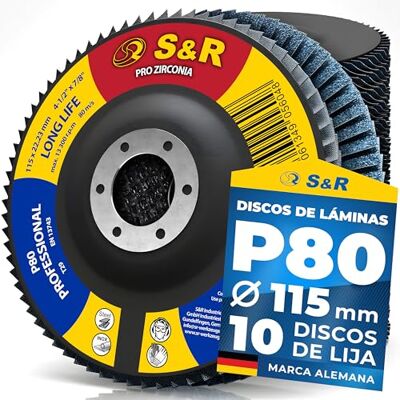 S&R Discos de lâminas abrasivos triturador 115 mm grão 80 discos de lIja de metal, aço inoxidável, madeira S&R Discos de lâminas abrasivos triturador 115 mm grão 80 discos de lIja de metal, aço inoxidável, madeira