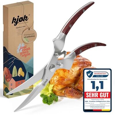 kjøk Tesoura premium para aves de capoeira em aço inoxidável e madeira, tesoura de trinchar profissional, seja para frango ou pato tesoura de cozinha multiusos para cortar aves de capoeira com kjøk Tesoura premium para aves de capoeira em aço inoxidável e madeira, tesoura de trinchar profissional, seja para frango ou pato tesoura de cozinha multiusos para cortar aves de capoeira com