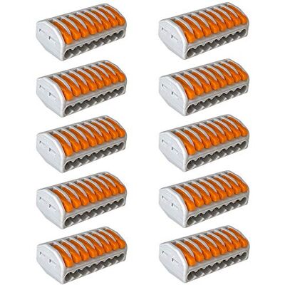 QitinDasen 10 peças KV222-418 Alavanca porca cabo conector, 8 portas compacto condutor, rápida mola bloco terminal QitinDasen 10 peças KV222-418 Alavanca porca cabo conector, 8 portas compacto condutor, rápida mola bloco terminal
