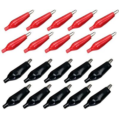 Movilideas Pinças de crocodilo isoladas (10 pares, aço, banhado a níquel), cor vermelho e preto Movilideas Pinças de crocodilo isoladas (10 pares, aço, banhado a níquel), cor vermelho e preto