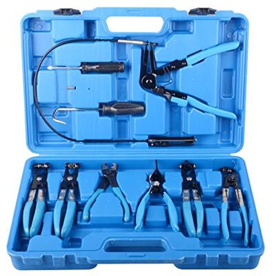 DAYUAN 9 peças Conjunto de alicates para braçadeira de mangueira (com faixa angular e plana para mordaça), ferramenta universal de extração de tubo giratório, kit de acessórios para automóvel DAYUAN 9 peças Conjunto de alicates para braçadeira de mangueira (com faixa angular e plana para mordaça), ferramenta universal de extração de tubo giratório, kit de acessórios para automóvel