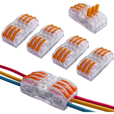 QitinDasen 12 peças KV313 Alavanca porca cabo conector, 3 em 3 fora bilateral 6 portas transparente compacto conector conector conector mola bloco terminal QitinDasen 12 peças KV313 Alavanca porca cabo conector, 3 em 3 fora bilateral 6 portas transparente compacto conector conector conector mola bloco terminal