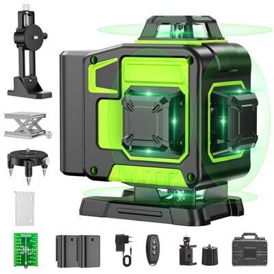 karzu Nível Laser Autonivelante 360 Graus, Nível Laser Verde 16 Linhas, 2 x 360 Horizontal e 2 x 360 Verticais, 2 x Bateria, Montagem na Parede, Controlo Remoto, Base Magnética, Suporte Giratório karzu Nível Laser Autonivelante 360 Graus, Nível Laser Verde 16 Linhas, 2 x 360 Horizontal e 2 x 360 Verticais, 2 x Bateria, Montagem na Parede, Controlo Remoto, Base Magnética, Suporte Giratório