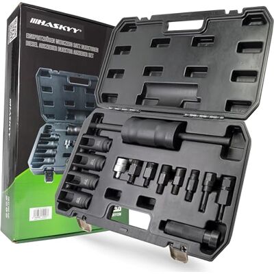 HASKYY Conjunto de extrator de injetores ferramenta de 14 peças bicos de injetores conjunto de inserções extratores de injetores diesel compatível com muitos modelos diferentes HASKYY Conjunto de extrator de injetores ferramenta de 14 peças bicos de injetores conjunto de inserções extratores de injetores diesel compatível com muitos modelos diferentes