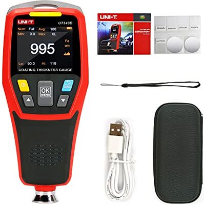 Uni-T UT343D Medidor de espessura de revestimento digital gama 0 a 1250um com função de dados USB Uni-T UT343D Medidor de espessura de revestimento digital gama 0 a 1250um com função de dados USB