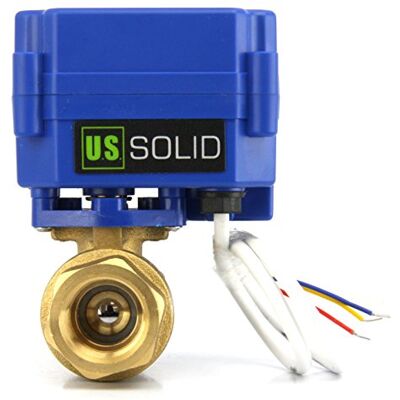 U.S. Solid Válvula motorizada de 3,4" 9-24 V AC/DC Latão 2 vias válvula de esfera elétrica normalmente fechada (NC), configuração de 3 cabos U.S. Solid Válvula motorizada de 3,4" 9-24 V AC/DC Latão 2 vias válvula de esfera elétrica normalmente fechada (NC), configuração de 3 cabos
