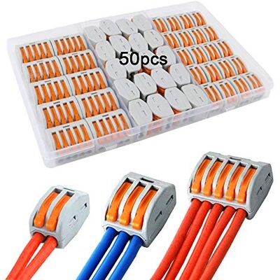 QitinDasen 50 peças Alavanca porca cabo conector Set, conector compacto conector, cabo rápido conector mola bloco terminal (KV222-412/413 / 415) QitinDasen 50 peças Alavanca porca cabo conector Set, conector compacto conector, cabo rápido conector mola bloco terminal (KV222-412/413 / 415)