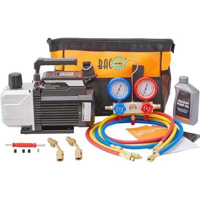 BACOENG Conjunto de manómetros de diagnóstico, bomba de vácuo, ideal para R22 R134a R410A R407C, portátil. BACOENG Conjunto de manómetros de diagnóstico, bomba de vácuo, ideal para R22 R134a R410A R407C, portátil.