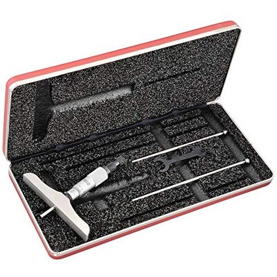 Starrett 445MBZ-75RL Parafuso de profundidade (alcance de 0 75 mm, base de 100 mm, 3 medidas de ajuste, porca de fixação em forma de anel) Starrett 445MBZ-75RL Parafuso de profundidade (alcance de 0 75 mm, base de 100 mm, 3 medidas de ajuste, porca de fixação em forma de anel)