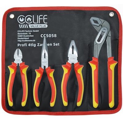 CCLIFE Conjunto de alicates de 4 peças, conjunto de ferramentas com alicate universais pinça extensível de papagaio-alicates de ponta alicates de corte diagonal crómio vanádio, cabo CCLIFE Conjunto de alicates de 4 peças, conjunto de ferramentas com alicate universais pinça extensível de papagaio-alicates de ponta alicates de corte diagonal crómio vanádio, cabo