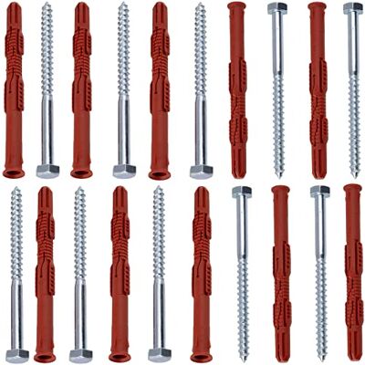 AERZETIX Conjunto de 10 buchas de 10 x 120 mm para tijolos ocos/betão celular, 10 parafusos Ø 7 x 120 mm com cabeça hexagonal nylon/metal, fixação materiais ocos trabalhos perfurados AERZETIX Conjunto de 10 buchas de 10 x 120 mm para tijolos ocos/betão celular, 10 parafusos Ø 7 x 120 mm com cabeça hexagonal nylon/metal, fixação materiais ocos trabalhos perfurados