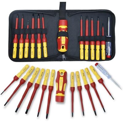 CCLIFE 13 peças Chaves de fenda isoladas VDE, Conjunto de chaves de fenda isoladas intercambiáveis com detector de tensão elétrica 1000V e chaves de fenda Phillips e chave de fenda plana em CCLIFE 13 peças Chaves de fenda isoladas VDE, Conjunto de chaves de fenda isoladas intercambiáveis com detector de tensão elétrica 1000V e chaves de fenda Phillips e chave de fenda plana em