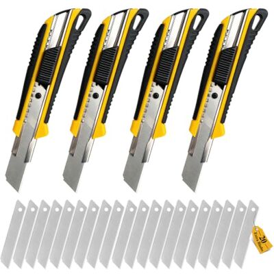 CCLIFE Conjunto de 4 peças de cortador com 20 peças de reposição lâminas Cutter, 18 mm CCLIFE Conjunto de 4 peças de cortador com 20 peças de reposição lâminas Cutter, 18 mm