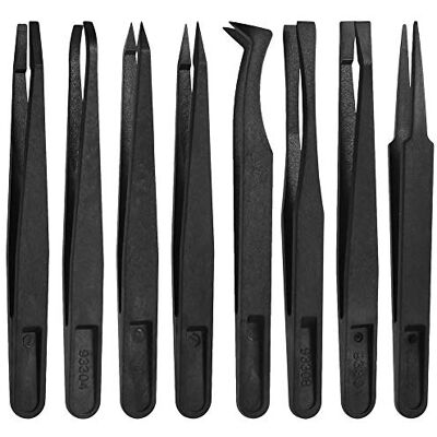 MMOBIEL Conjunto de pinças de precisão plásticas multifuncionais antiestáticas de 8 peças, pinça com ponta plana e inclinada, pinças com pontas curvas ou pontiagudas MMOBIEL Conjunto de pinças de precisão plásticas multifuncionais antiestáticas de 8 peças, pinça com ponta plana e inclinada, pinças com pontas curvas ou pontiagudas