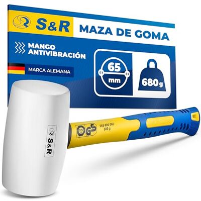 S&R Martelo Malho de Borracha Branco 680 Gr / 65 mm. Malho Profissional anti-vibrações e anti-manchas. S&R Martelo Malho de Borracha Branco 680 Gr / 65 mm. Malho Profissional anti-vibrações e anti-manchas.