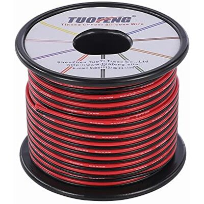 TUOFENG Calibre 18 cabo elétrico de PVC, bobina de 20 m, extensão de 2 pinos, 12 V / 24 V TUOFENG Calibre 18 cabo elétrico de PVC, bobina de 20 m, extensão de 2 pinos, 12 V / 24 V