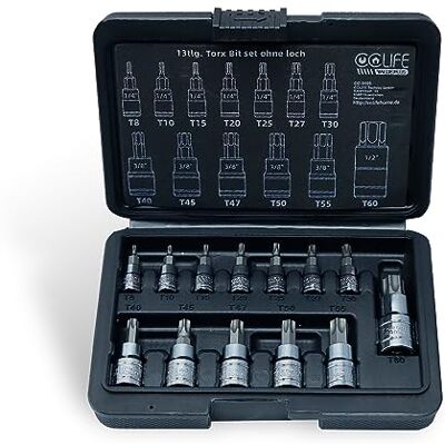CCLIFE 13pcs Conjunto de Chaves de Torque Torx T8-T60, Aço S2, Ideal para Oficinas e Automóveis CCLIFE 13pcs Conjunto de Chaves de Torque Torx T8-T60, Aço S2, Ideal para Oficinas e Automóveis