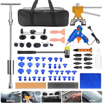 MENQANG Kit de removedor de mossas de carro com removedor de mossas dourado ajustável e removedor de mossas de ponte, de mossas de barra em T de martelo deslizante para automóvel. MENQANG Kit de removedor de mossas de carro com removedor de mossas dourado ajustável e removedor de mossas de ponte, de mossas de barra em T de martelo deslizante para automóvel.