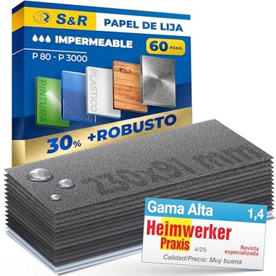 Conjunto de 60 Folhas de Papel de Lixa S&R - Lixamento e Polimento Conjunto de 60 Folhas de Papel de Lixa S&R - Lixamento e Polimento