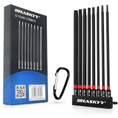 HASKYY Conjunto de pontas Torx de 1/4 polegadas, 150 mm de comprimento, T8 T40, ponta comprida Torx magnética, 8 peças, chave de fenda, bateria, conjunto de pontas hexagonais pretas/vermelhas HASKYY Conjunto de pontas Torx de 1/4 polegadas, 150 mm de comprimento, T8 T40, ponta comprida Torx magnética, 8 peças, chave de fenda, bateria, conjunto de pontas hexagonais pretas/vermelhas