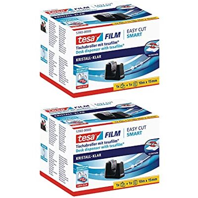 tesa Easy Cut Smart Tape Dispensador de mesa/dispensador de fita compacta, com tecnologia antiderrapante para película adesiva até 10 m x 15 mm (2,1 rolo) tesa Easy Cut Smart Tape Dispensador de mesa/dispensador de fita compacta, com tecnologia antiderrapante para película adesiva até 10 m x 15 mm (2,1 rolo)