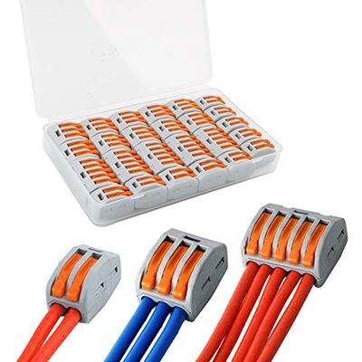 QitinDasen 25 peças Alavanca porca cabo conector Set, conector compacto do condutor, cabo rápido conector mola bloco terminal (KV222-412, KV22-413, KV222-415) QitinDasen 25 peças Alavanca porca cabo conector Set, conector compacto do condutor, cabo rápido conector mola bloco terminal (KV222-412, KV22-413, KV222-415)