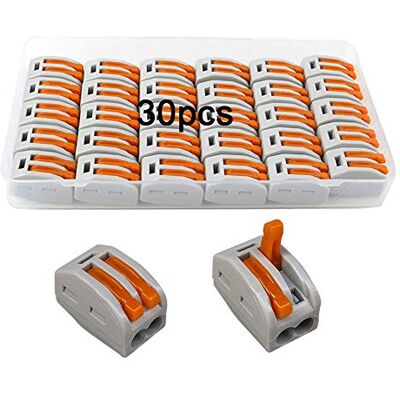 QitinDasen 30 peças KV222-412 Alavanca porca cabo conector, 2 portas compacto conector conector, cabo rápido mola bloco terminal QitinDasen 30 peças KV222-412 Alavanca porca cabo conector, 2 portas compacto conector conector, cabo rápido mola bloco terminal