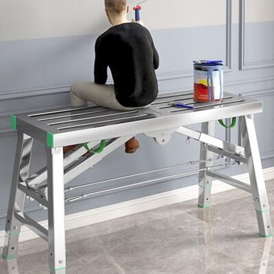GOFOHIMI Plataforma de trabalho ajustável com capacidade de carga de 400 kg, andaime dobrável multifuncional portátil plataforma de trabalho andaime torre escada banco altura ajustável GOFOHIMI Plataforma de trabalho ajustável com capacidade de carga de 400 kg, andaime dobrável multifuncional portátil plataforma de trabalho andaime torre escada banco altura ajustável