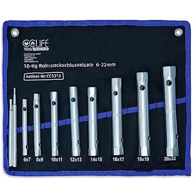 CCLIFE Conjunto de chaves tubulares de 10 peças, chave de tubo ocas com haste giratória para torneira, velas de ignição 6 x 7-20 x 22 mm CCLIFE Conjunto de chaves tubulares de 10 peças, chave de tubo ocas com haste giratória para torneira, velas de ignição 6 x 7-20 x 22 mm