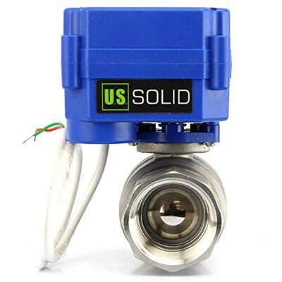 U.S. Solid 1" Válvula motorizada 9-24 V AC/DC 2 vias aço inoxidável válvula de esfera elétrica normalmente fechada (NC), 2 cabos, retorno automático, porta padrão U.S. Solid 1" Válvula motorizada 9-24 V AC/DC 2 vias aço inoxidável válvula de esfera elétrica normalmente fechada (NC), 2 cabos, retorno automático, porta padrão