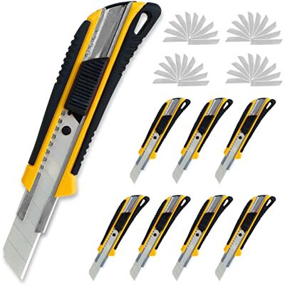 CCLIFE Conjunto de 8 peças de cortador com 40 peças de reposição lâminas Cutter, 18 mm CCLIFE Conjunto de 8 peças de cortador com 40 peças de reposição lâminas Cutter, 18 mm