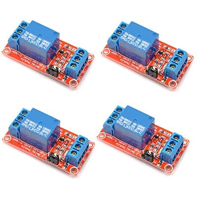 Oiyagai 4 Peças de módulos de relé de um canal de 12 V com Optoacoplador, suporte de ativação de alto e baixo nível Oiyagai 4 Peças de módulos de relé de um canal de 12 V com Optoacoplador, suporte de ativação de alto e baixo nível