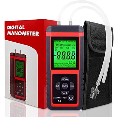 Ehdis Manómetro de Pressão Digital Portátil Profissional de Duplo Porto com MCU de 32 bits e ADC de 24 bits de Alta Precisão, 12 Unidades de Armazenamento ou Retenção de Dados Ehdis Manómetro de Pressão Digital Portátil Profissional de Duplo Porto com MCU de 32 bits e ADC de 24 bits de Alta Precisão, 12 Unidades de Armazenamento ou Retenção de Dados