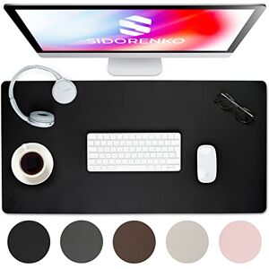 Sidorenko Tapete de couro PU 80 x 40 cm preto tapete de mesa com bordas costuradas grande Sidorenko Tapete de couro PU 80 x 40 cm preto tapete de mesa com bordas costuradas grande