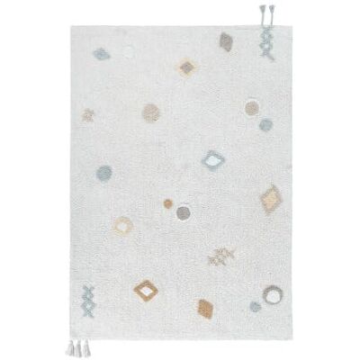 Lorena Canals Tapete lavável Kim Marfim, branco, baunilha, azul claro, cinzento pérola, natural, bege 97% algodão 3% outras fibras. Base: Algodão reciclado 140 x 200 cm Lorena Canals Tapete lavável Kim Marfim, branco, baunilha, azul claro, cinzento pérola, natural, bege 97% algodão 3% outras fibras. Base: Algodão reciclado 140 x 200 cm