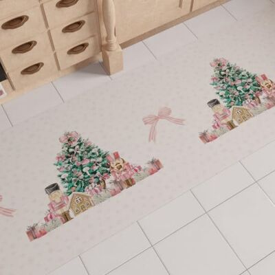 PETTI ARTIGIANI ITALIANI Tapete de cozinha de Natal, tapete de natal para cozinha antiderrapante e lavável, tapete para o Natal, 52 x 140 cm, design de soldado rosa, fabricado na Itália PETTI ARTIGIANI ITALIANI Tapete de cozinha de Natal, tapete de natal para cozinha antiderrapante e lavável, tapete para o Natal, 52 x 140 cm, design de soldado rosa, fabricado na Itália