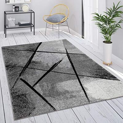 Paco Home Tapete sala cinzento vintage cabelo curto motivo geométrico abstrato, tamanho: 80 x 150 cm, cor: cinzento 2 Paco Home Tapete sala cinzento vintage cabelo curto motivo geométrico abstrato, tamanho: 80 x 150 cm, cor: cinzento 2